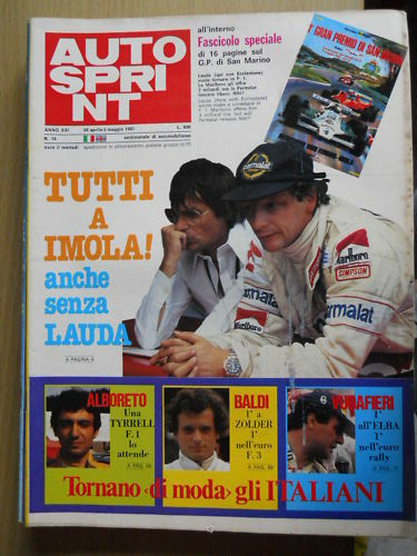 Autosprint 18 1981 Speciale Foto Piloti Gp. San Marino