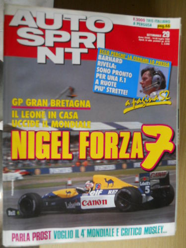 Autosprint 29 1992 Nigel Mansell Alain Prost - Gp Briti