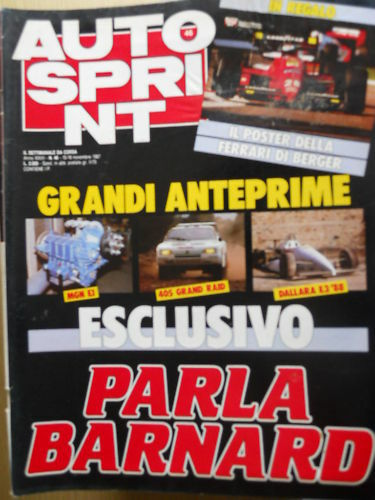 Autosprint 46 1987 Poster Ferrari di Berger - Barnard