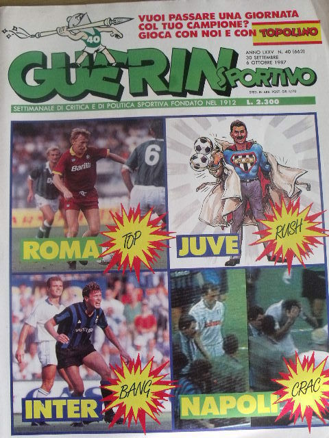 Guerin Sportivo 40 1987 con maxi poster calendario 1987 - Roberto Baggio il re