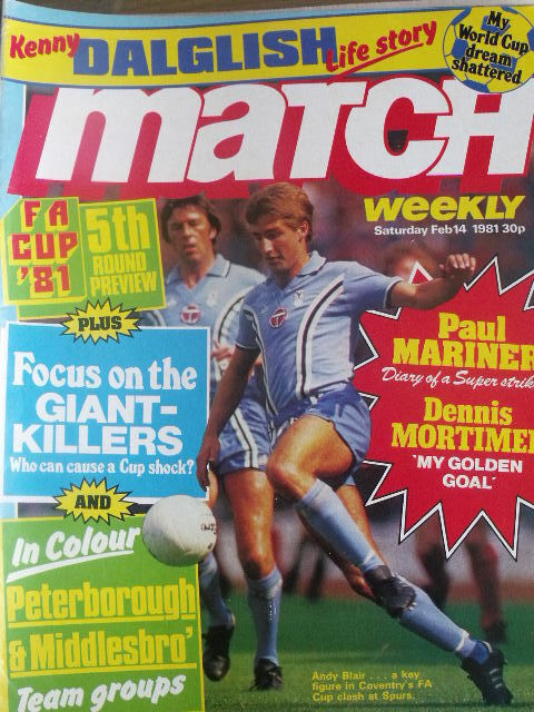 Match weekly magazine soccer 14/02/1981 Poster Peterborough United -Middlesbroug