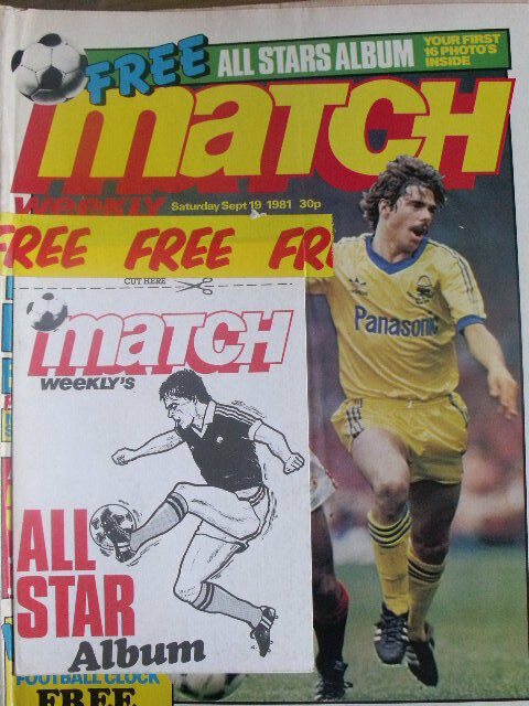 Match weekly magazine soccer 19/09/1981 con album All Star - poster Manchester U
