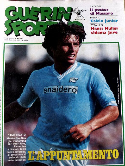 Guerin Sportivo 51 1981 con Film del Campionato Napoli Inter 2-0