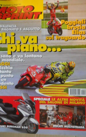 Motosprint 39 2001 Poggiali brucia Elias sul traguardo - Max Biaggi e ROSSI