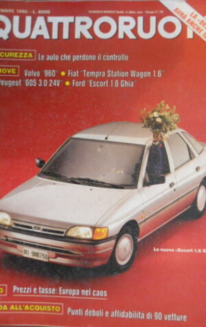 Quattroruote 422 1990 Ford Escort Ghia.Fiat:nuova Tempra SW1.6 (inserto alleg)
