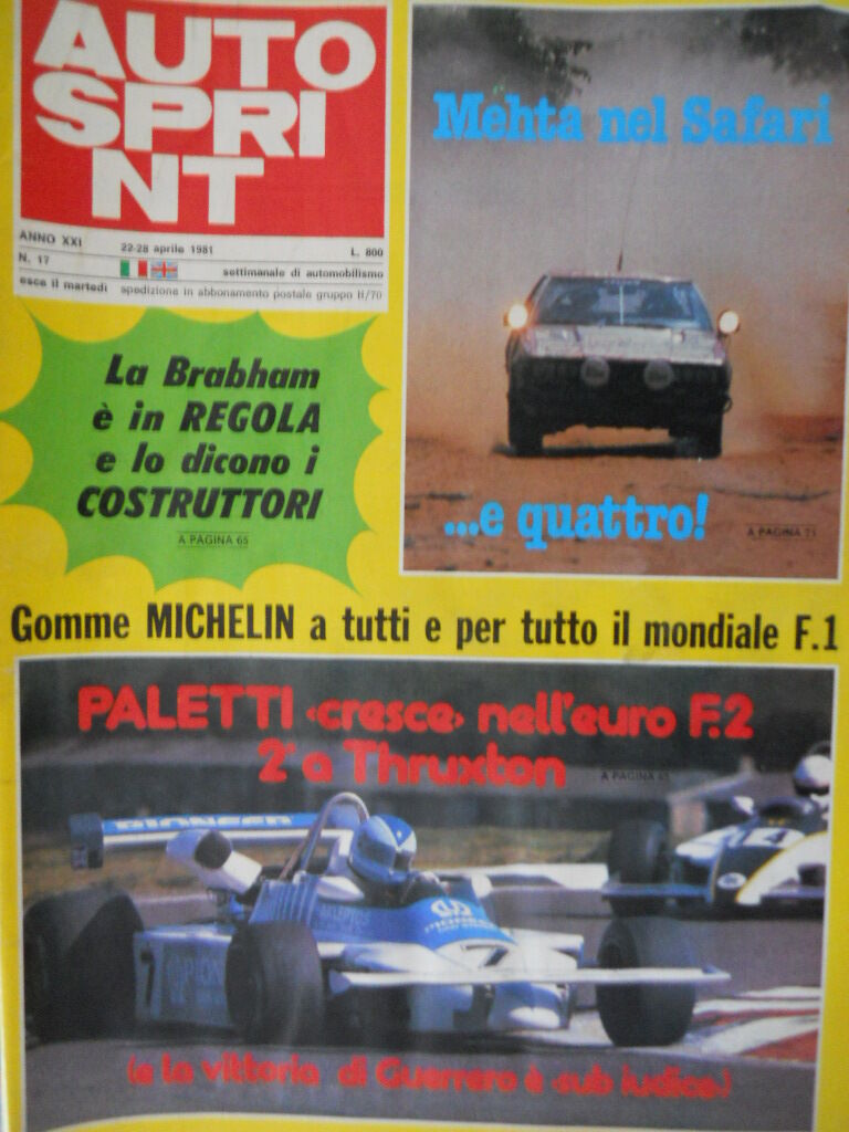 Autosprint 17 1981 Foto poster Reutemann. Campionato Europeo Formula 3 sc.5