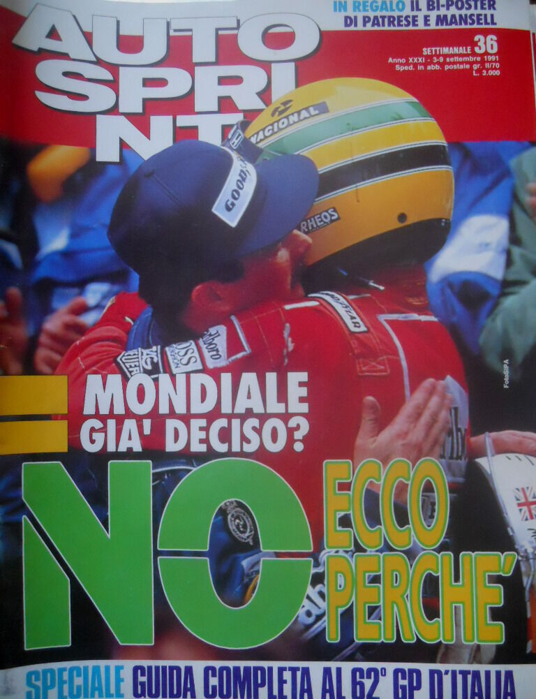 Autosprint 36 1991 Bi poster di Patrese e Mansell. Monza: Senna supersprint sc.5