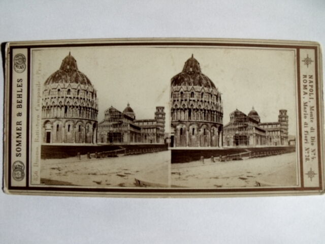 Stereo Vue Cartolina 1872 Sommer & Behles Duomo Battistero Campanile PISA -19
