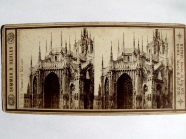 Stereo Vue Cartolina 1872 Sommer & Behles Duomo Di Milano - Rare! -15
