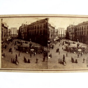 Stereo Vue Cartolina 1872 Sommer & Behles Napoli Strada e Fontana Medina -28