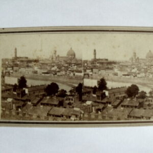 Stereo Vue Cartolina 1872 Sommer & Behles Panorama da San Aliniato FIRENZE -18