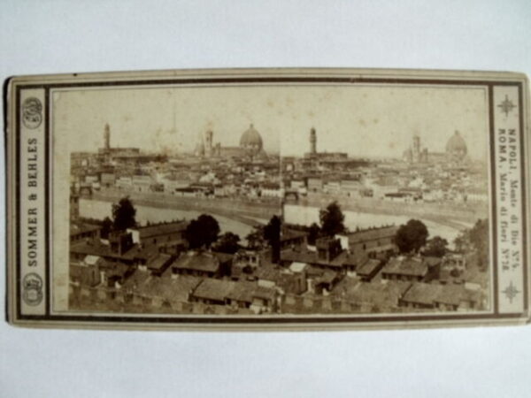 Stereo Vue Cartolina 1872 Sommer & Behles Panorama da San Aliniato FIRENZE -18