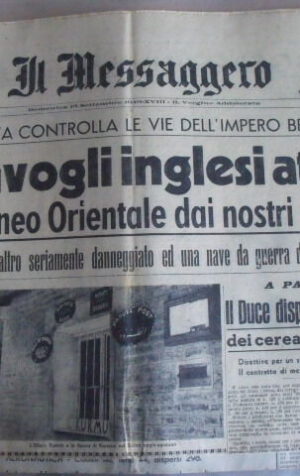 Il Messaggero 15/09/1940 - ALA FASCISTA CONTROLLA LE VIE IMPERO BRITTANICO