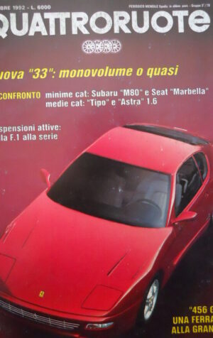Quattroruote 444 1992 - Ferarri 456 GT - Subaru M80 Seat Marbella Fiat     [Q31]