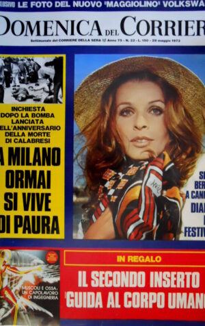 Domenica del Corriere 22 1973 Anniversario morte Calabresi. Foto Maggiolino C50