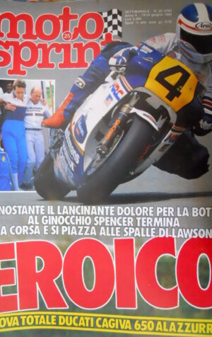 Motosprint 25 1985 Spencer eroico, arriva alle spalle di Lawson. Cagiva 650 Q77]
