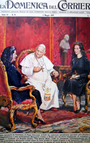 La Domenica del Corriere 18 1959 Incontro Papa Giovanni XXIII e Regina Madre C56