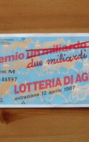 BIGLIETTO LOTTERIA Nazionale Lotteria di Agnano 1987  [AF20]