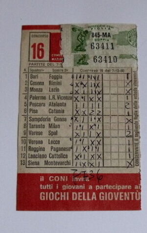Schedina Totocalcio Concorso n°16 del 07-12-1980 - Come Foto [AF1]
