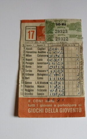 Schedina Totocalcio Concorso n°17 del 16-12-1979 - Come Foto [AF1]