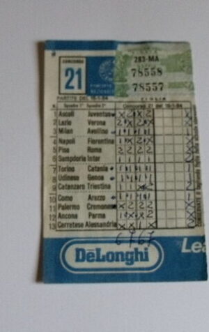 Schedina Totocalcio Concorso n°21 del 15-01-1984 - Come Foto [AF1]