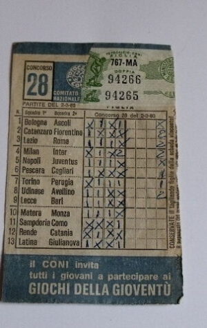 Schedina Totocalcio Concorso n°28 del 02-03-1980 - Come Foto [AF1]