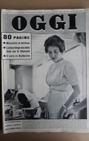 OGGI n°46 1959 Mussolini al Telefono - Re Baldovino Lo Scià di Persia Mar [G749]