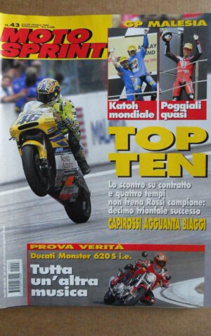 MOTOSPRINT n°43  2001    [Q22]  TEST DUCATI MONSTER 620 S I.E