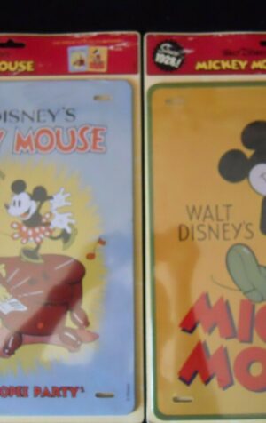Lotto di 2 Targhe in metallo License Plates Metal MICKEY MOUSE Disney 35x25 cm