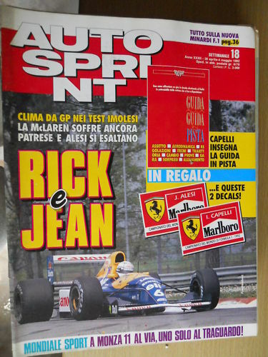 Autosprint 18 1992 con adesivi Ferrari CAPELLI E ALESI