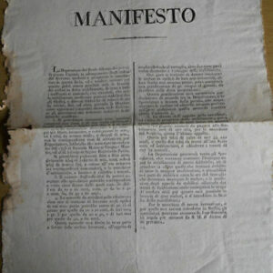 Manifesto deputazione Reale Albergo Poveri Catania 1800