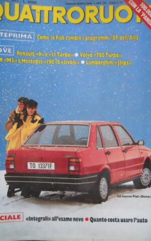 Quattroruote 376 1987 Lamborghini Jalpa,nuova Fiat Duna,Volvo 780turbo,BMV M3