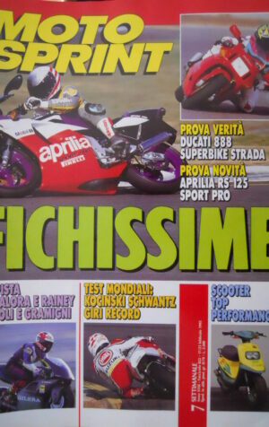 Motosprint 7 1993 Prova Ducati 888 Superbike strada. Aprilia RS 125 Sport Pro