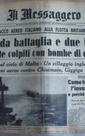 Il Messaggero 14/07/1940 - Attacco aereo italiano alla flotta brittanica