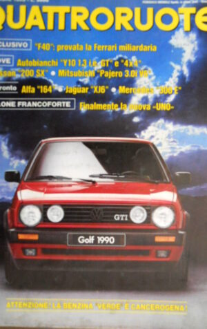 Quattroruote 407 1989 Poster Fiat Uno 70 SX i.e. Ferrari F40. Alfa 164 [Q.8]