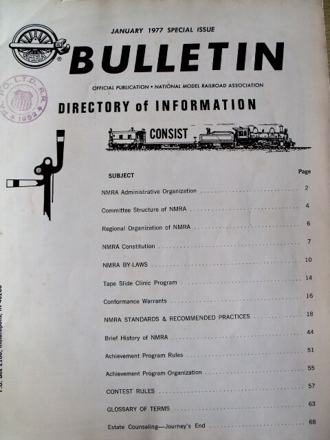 NMRA BULLETIN - Publication of National Railroad Association n°1 1977