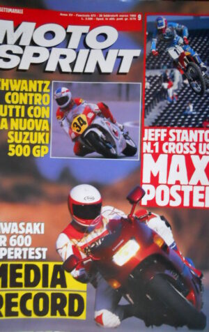 Motosprint 9 1990 Maxi Poster Jeff Stanton. Schwantz contro tutti. Kawasaki Q78]