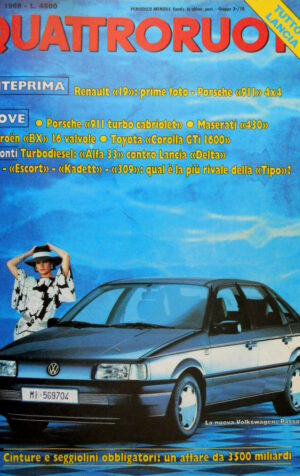 Quattroruote 390 1988 Prove Porsche 911 turbo cabriolet. Nuova VW Passat [Q81]