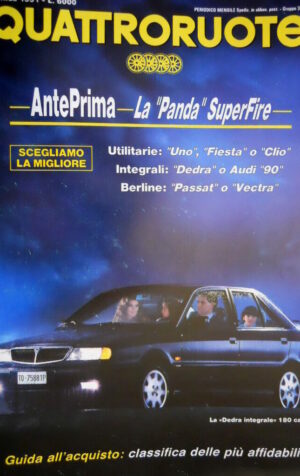 Quattroruote 426 1991 Dedra integrale 180cv. Nuova Panda Supefire. Audi 90 [Q82]