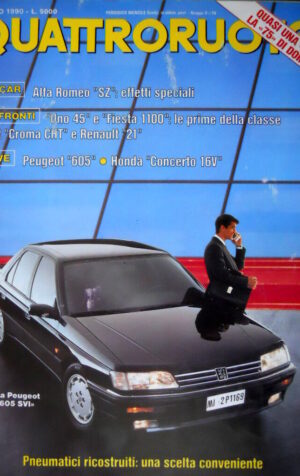 Quattroruote 415 1990 Top Car: Alfa Romeo SZ. Prova Peugeot 605 SVI. Uno45 [Q87]