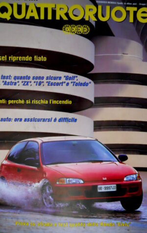 Quattroruote 437 1992 Test e prova Honda Civic. Fiat Tempra SW. Porsche [Q102]
