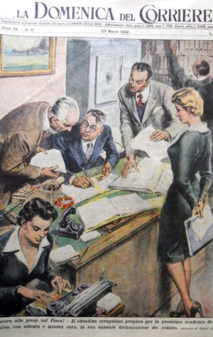 La Domenica del Corriere 12 1952 Milano al principio. Costellazione Acquario C56