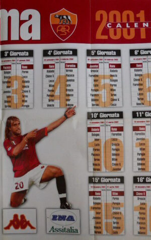 Poster Roma Calcio 2001 Calendario 2001-2002 Batistuta  [GS4-9]