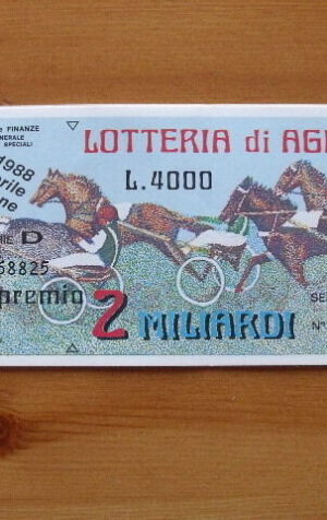 BIGLIETTO LOTTERIA Nazionale Lotteria di Agnano 1988 [AF20]