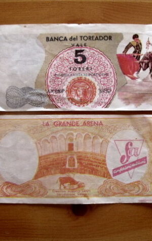 Banca del Toreador VALE 5 TORERI anni 60 Confezioni dolciumi Alberto Santi [AF21