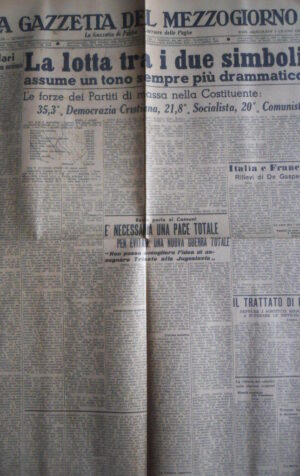 Gazzetta del Mezzogiorno 05-06-1946 Lotta tra due Simboli DC PSI PC [C75]