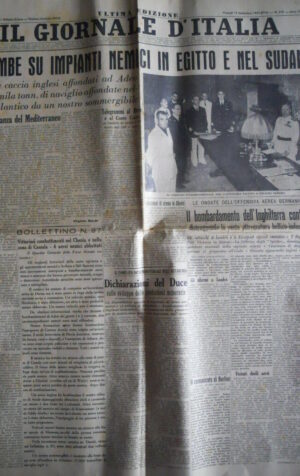 Giornale D' Italia 13-09-1940 - Bombe italiane in Egitto e nel SUDAN [C75]