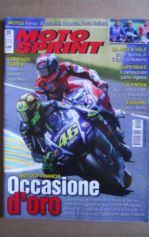 MOTOSPRINT n°20  2015 [Q79]  Test APRILIA RSV4 RF - INSERTO KENNY JR ROBERTS