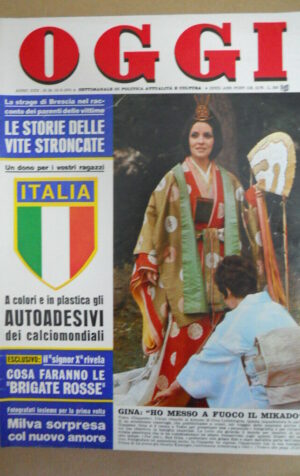 OGGI n°24 1974 Numero speciale con RARI adesivi ITALIA Foto squadra [G775]