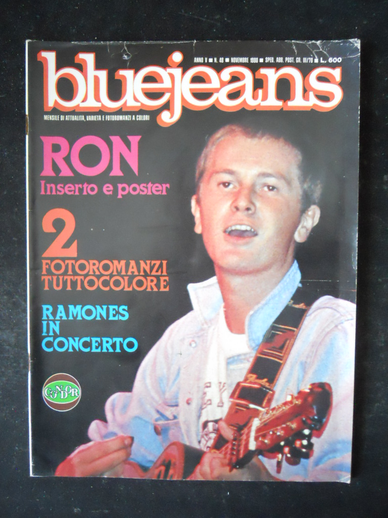 BLUEJEANS n°48 1980 Poster RON Rosalino - Ramones in concerto  [D22]